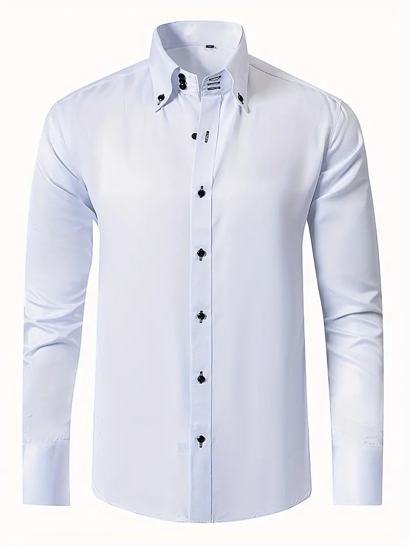 Men's Slim Fit Shirt | Button Front | Structured | Summer - White