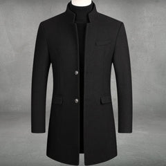 Men's Slim-Fit Wool Blend Overcoat Standing Collar | Autumn