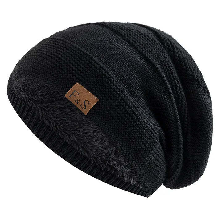 Men's Slouch Beanie | Lined | Winter - Black