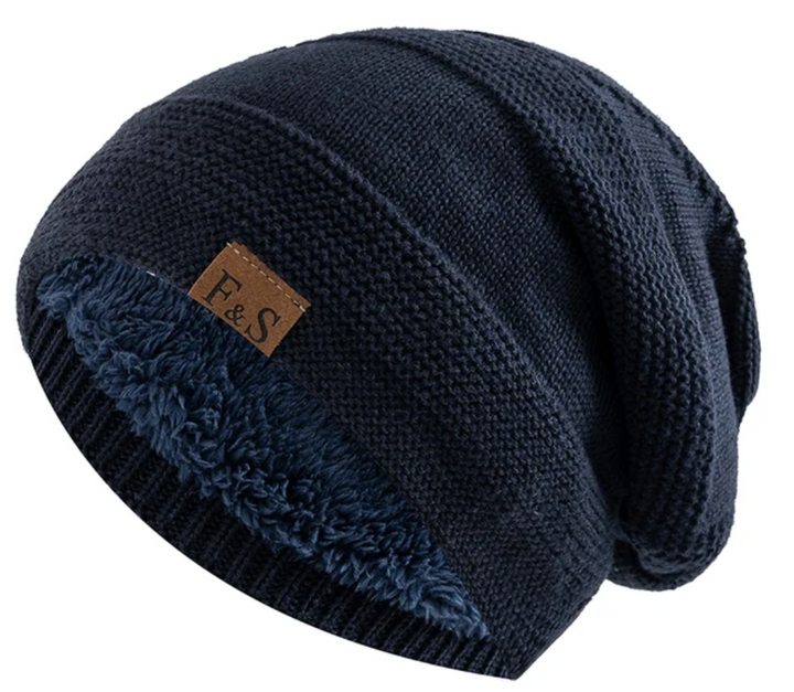 Men's Slouch Beanie | Lined | Winter - Blue