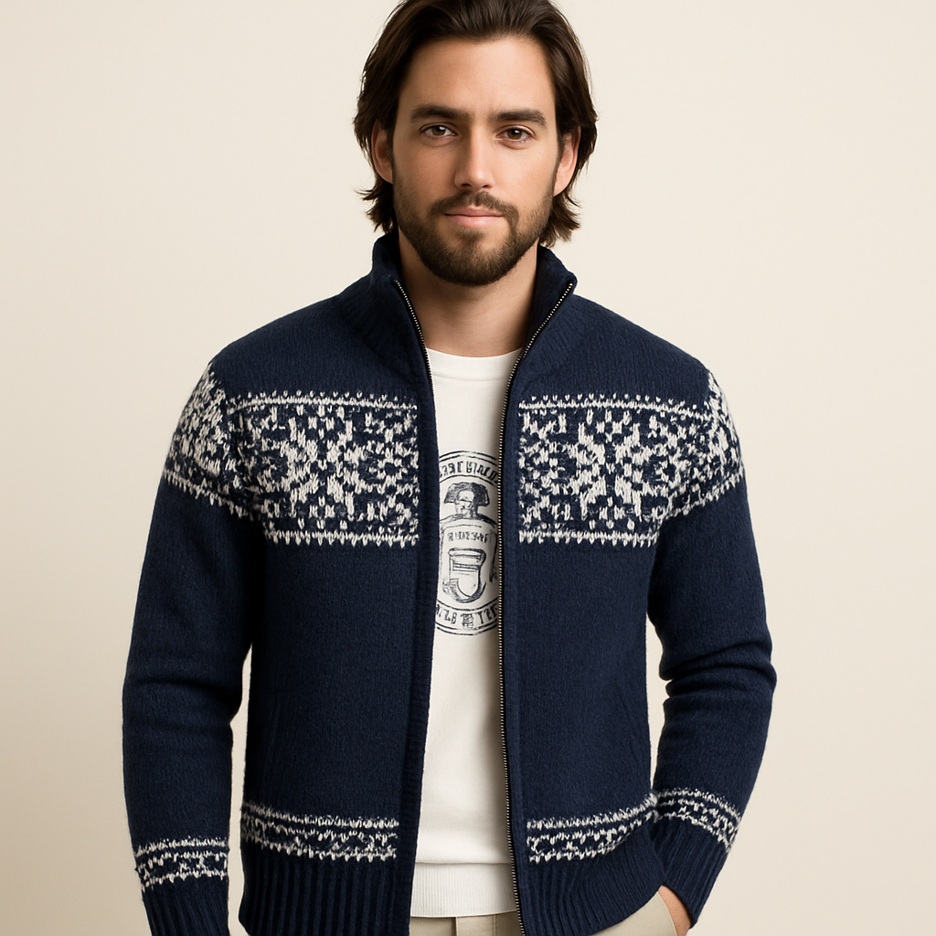 Men's Snowflake Wool Sweater - Winter Knit
