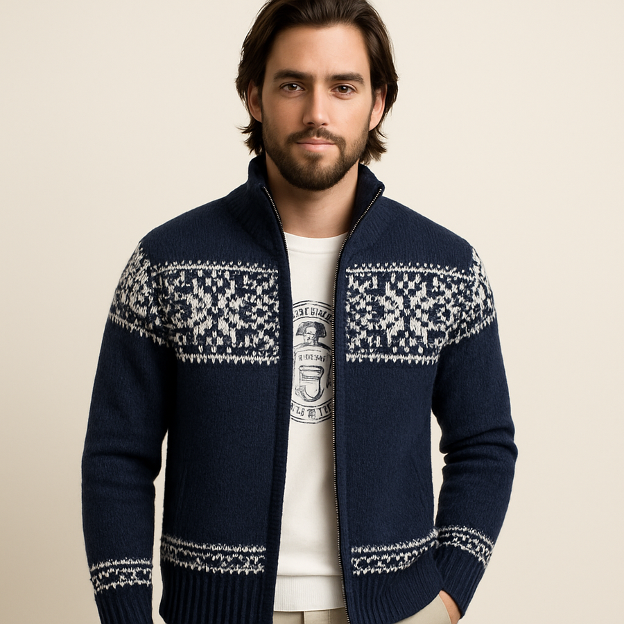 Men's Snowflake Wool Sweater - Winter Knit