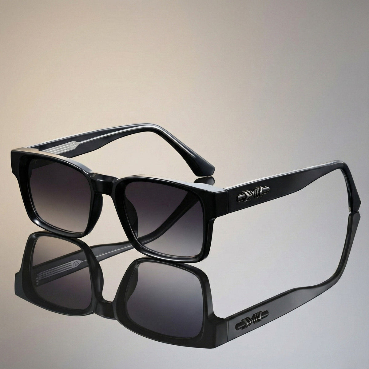 Men's Square Sunglasses Tortoiseshell Acetate UV400 | Summer - Black