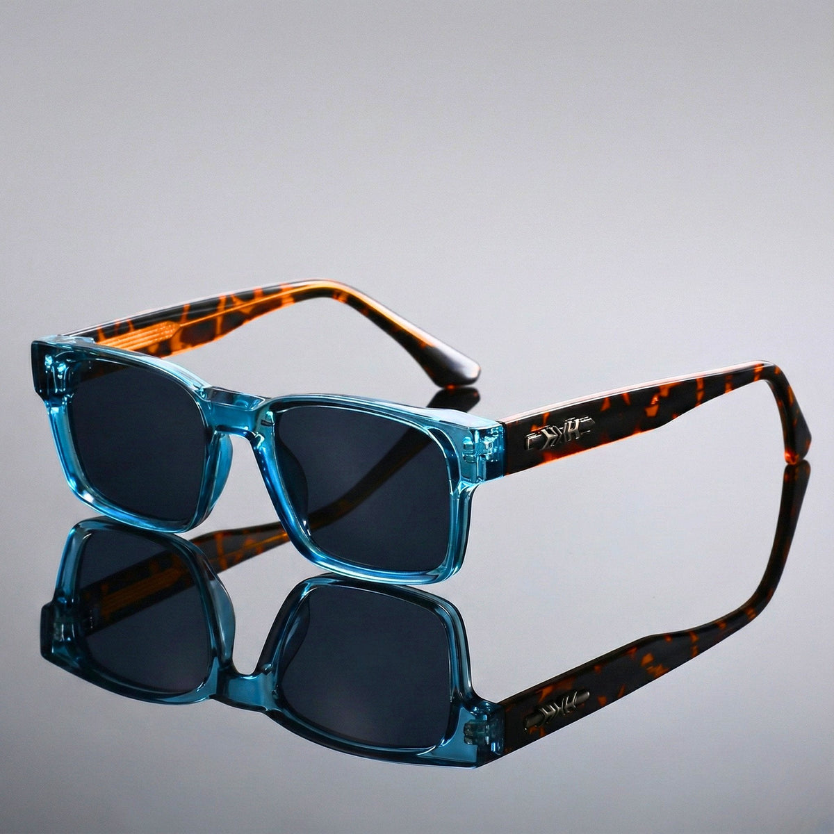 Men's Square Sunglasses Tortoiseshell Acetate UV400 | Summer - Blue Tortoise