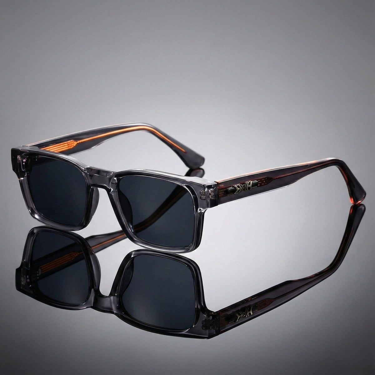 Men's Square Sunglasses Tortoiseshell Acetate UV400 | Summer - Grey
