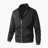 Men's Straight Collar Bomber | Ribbed | Spring - Black