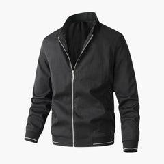 Men's Straight Collar Bomber | Ribbed | Spring - Black