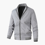Men's Straight Collar Bomber | Ribbed | Spring - Gray