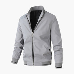 Men's Straight Collar Bomber | Ribbed | Spring - Gray