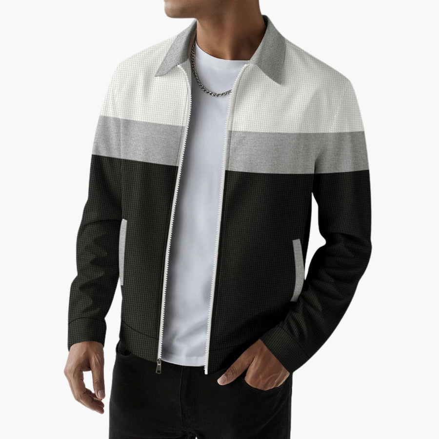 Men's Striped Bomber | Color Block | Winter - Gray