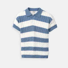 Men's Striped Polo Shirt | Classic | Summer - Blue