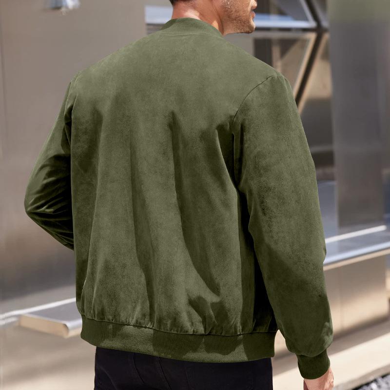 Men's Suede Bomber Jacket | Minimalist | Autumn