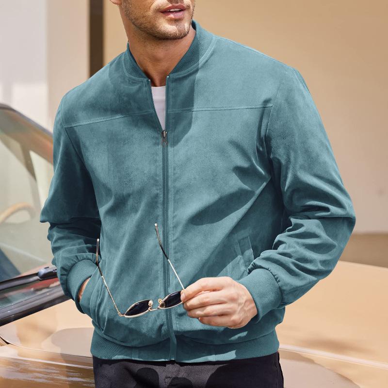 Men's Suede Bomber Jacket | Minimalist | Autumn