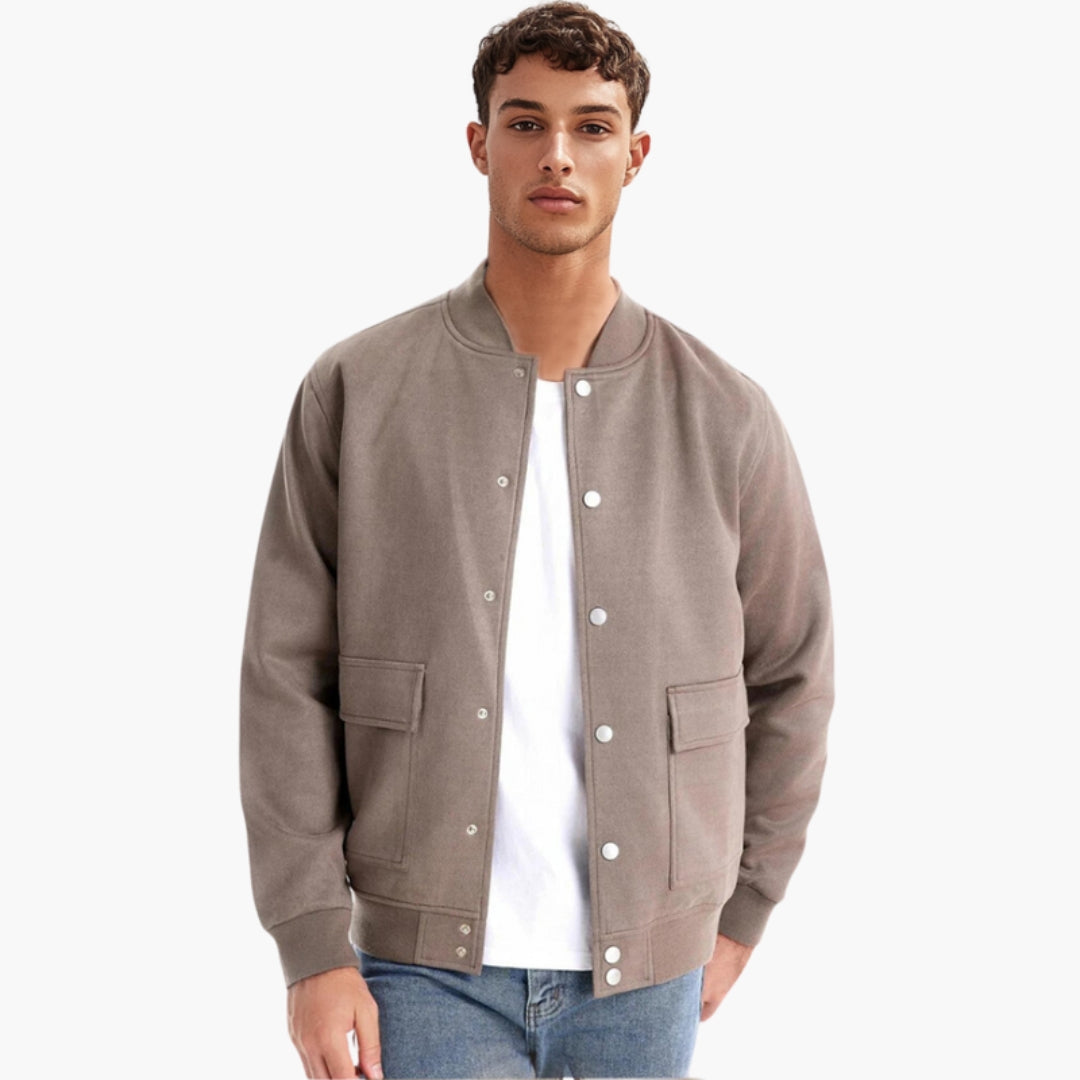 Men's Suede Effect Bomber | Snap Button | Autumn