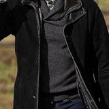 Men's Suede Jacket Waterproof - Three-Quarter Length | Autumn - Black