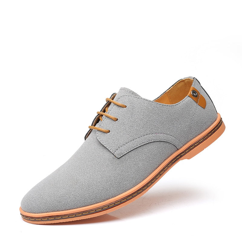 Men's Suede Lace-Up Shoes - Classic Oxford Style | Fall - Grey