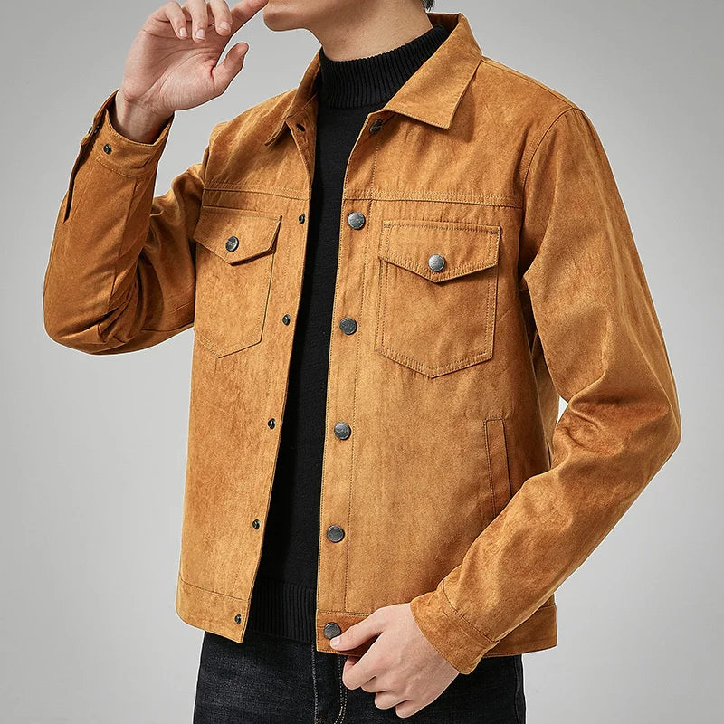 Men's Suede Trucker Jacket - Classic Camel | Fall - Camel