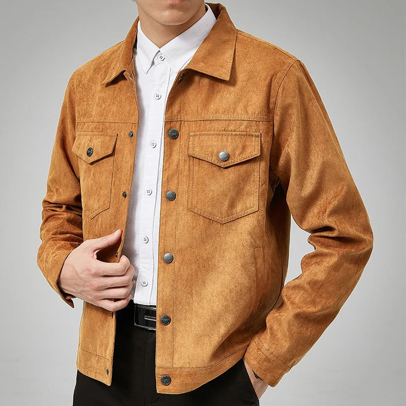 Men's Suede Trucker Jacket - Classic Camel | Fall