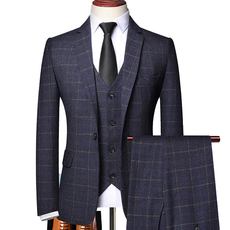 Men's Suit | Three-Piece | Tailored | Autumn - Navy Blue