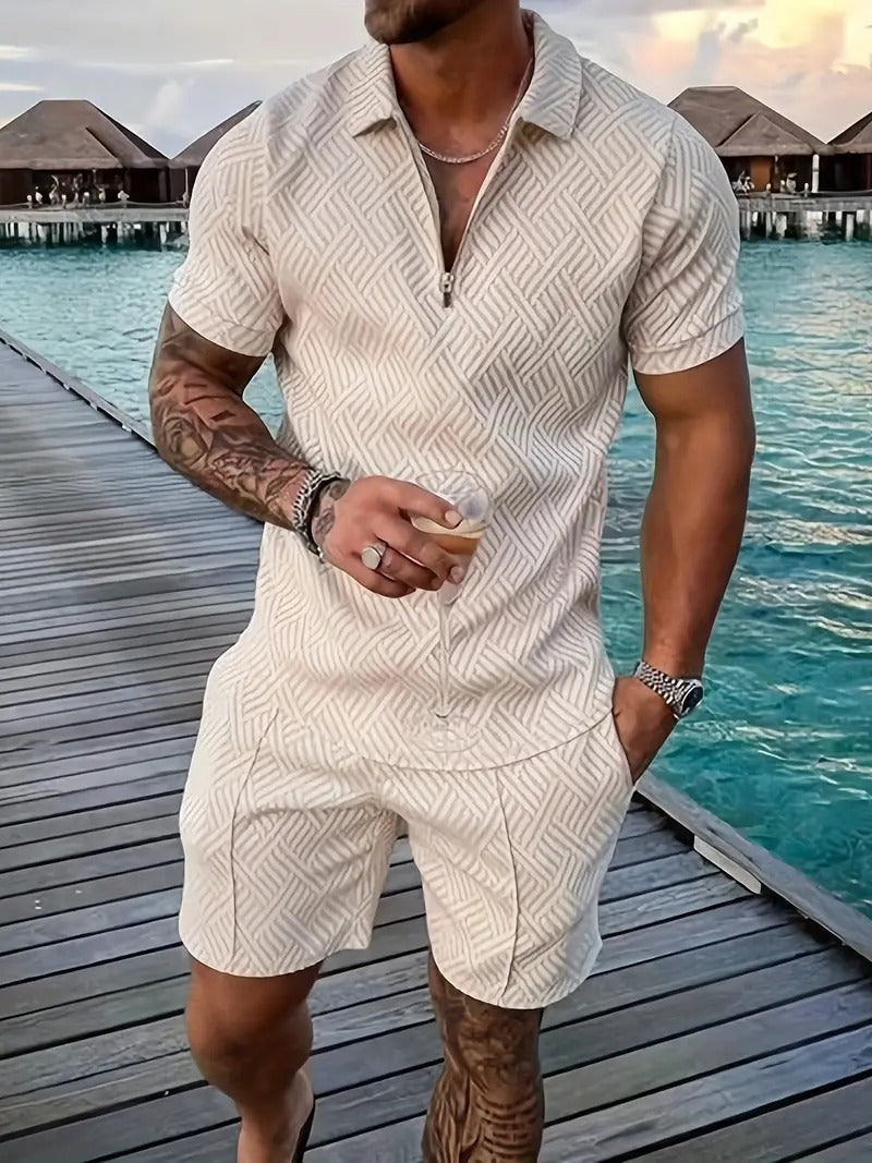 Men's Summer Set | Polo & Shorts | Lightweight - Apricot