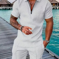 Men's Summer Set | Polo & Shorts | Lightweight - White