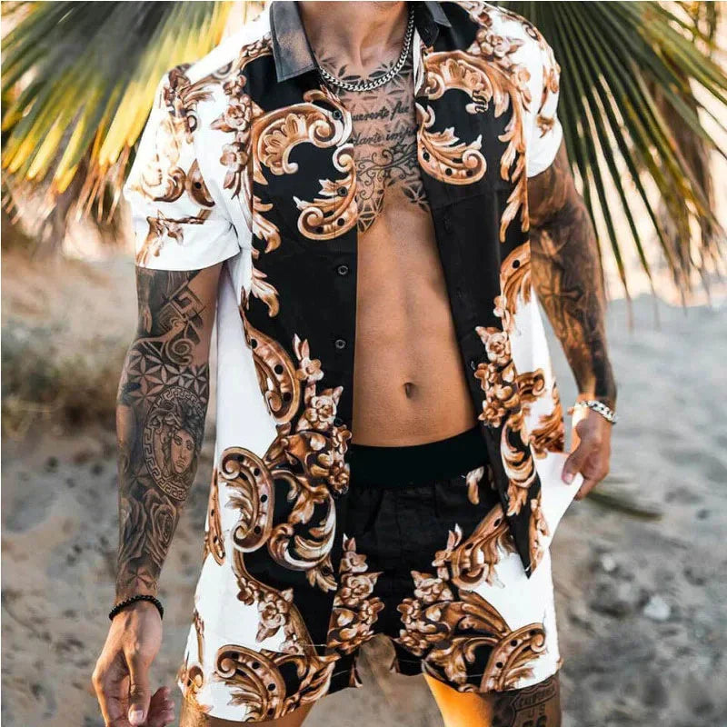 Men's Summer Set | Printed Shirt & Shorts | Breathable - Variant 1
