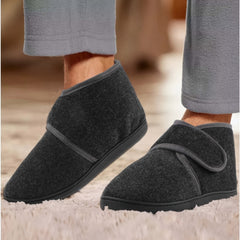 Men's Supportive Slippers with Ankle Strap - Dark Grey | Autumn