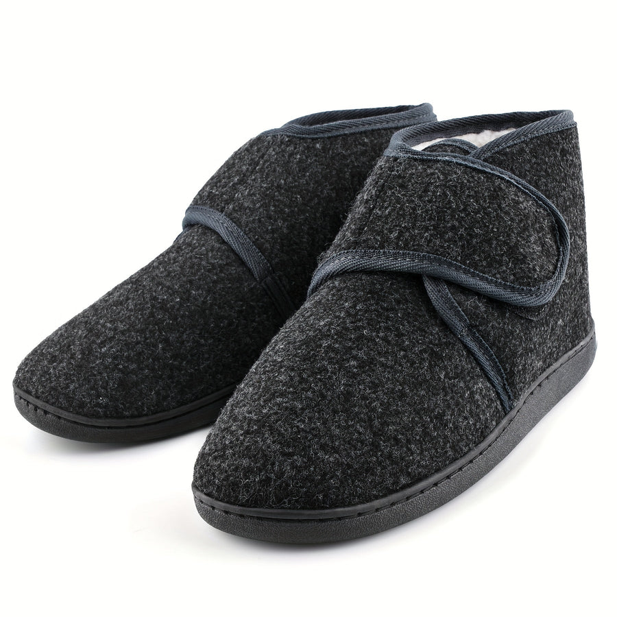 Men's Supportive Slippers with Ankle Strap - Dark Grey | Autumn - Dark Grey
