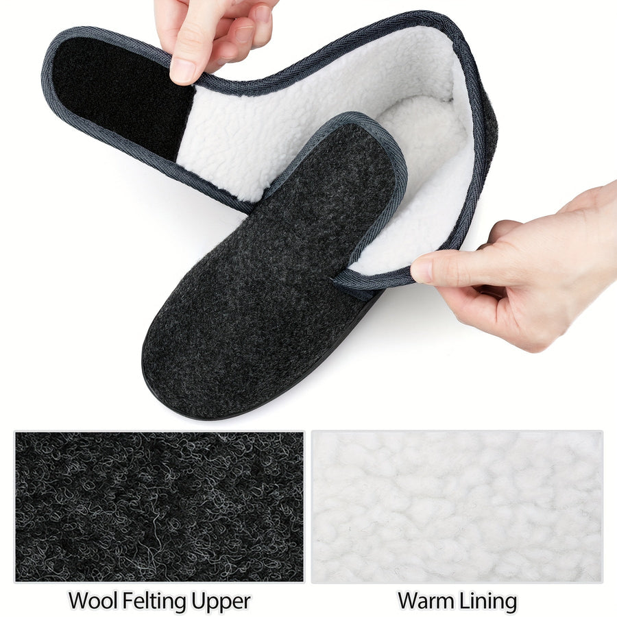 Men's Supportive Slippers with Ankle Strap - Dark Grey | Autumn