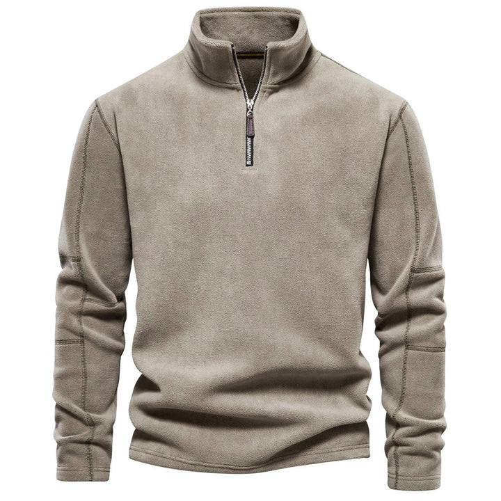Men's Sweater | Fleece-Lined | Crew Neck | Autumn - Beige