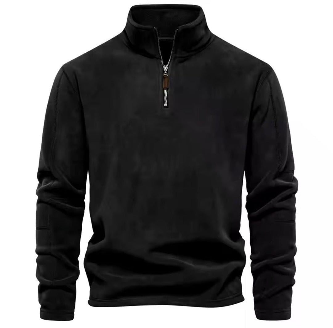 Men's Sweater | Fleece-Lined | Crew Neck | Autumn - Black