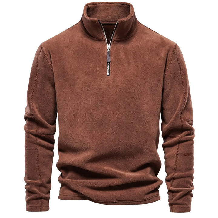 Men's Sweater | Fleece-Lined | Crew Neck | Autumn - Brown