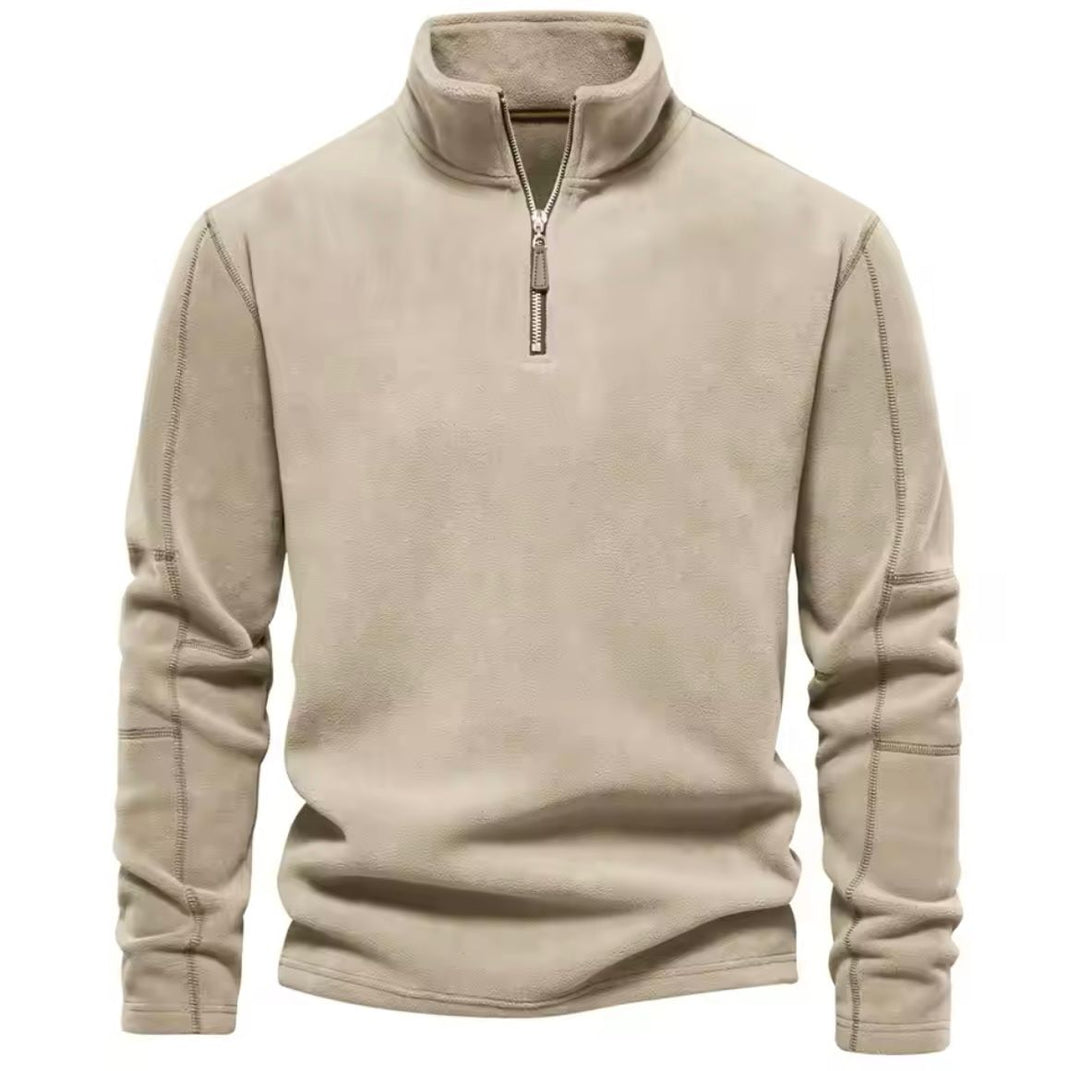 Men's Sweater | Fleece-Lined | Crew Neck | Autumn - Khaki