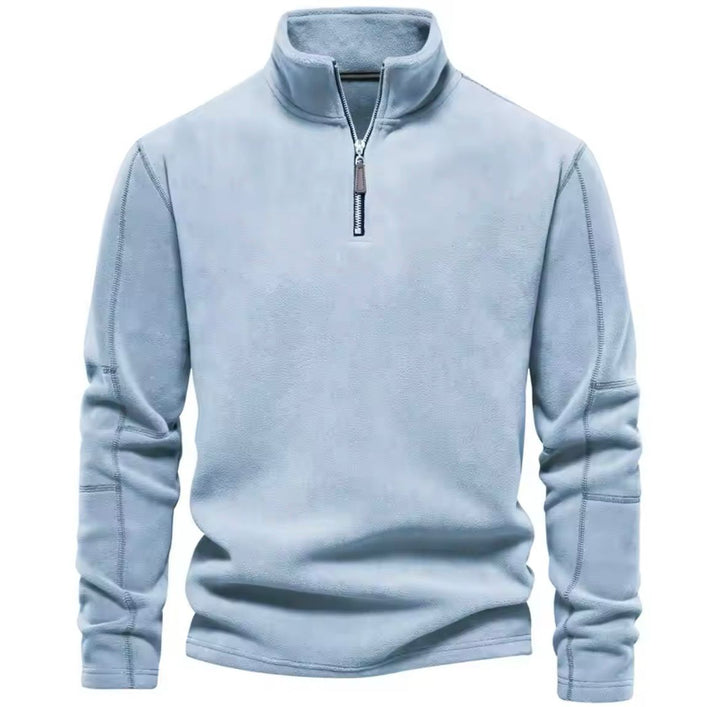 Men's Sweater | Fleece-Lined | Crew Neck | Autumn - Light Blue