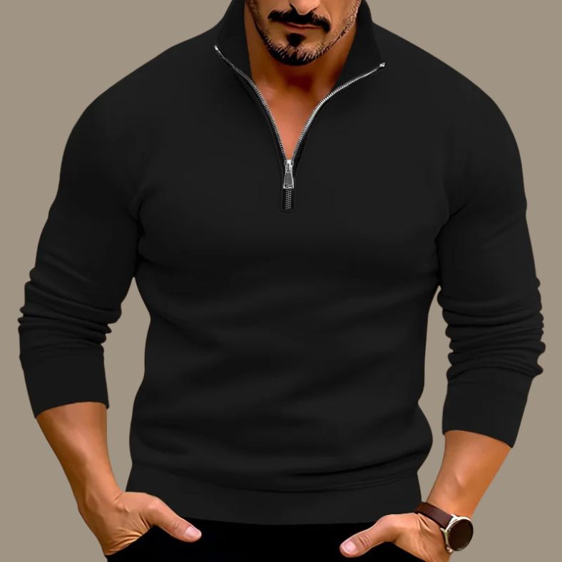 Men's Sweater | Half-Zip | Relaxed | Autumn - Black