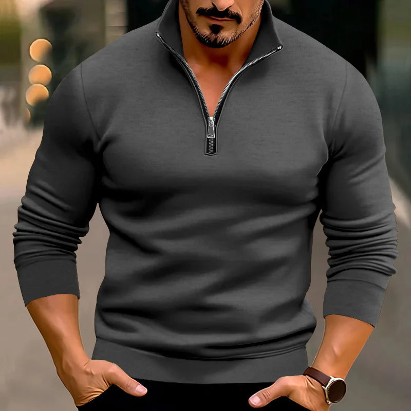Men's Sweater | Half-Zip | Relaxed | Autumn - Charcoal