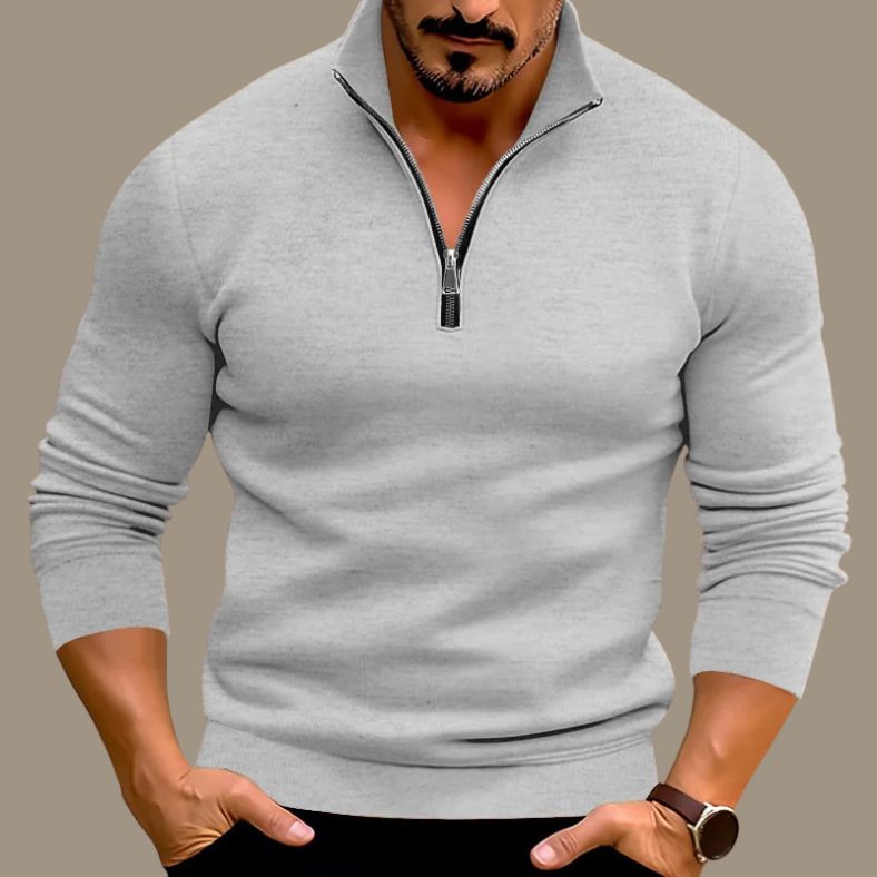 Men's Sweater | Half-Zip | Relaxed | Autumn - Grey