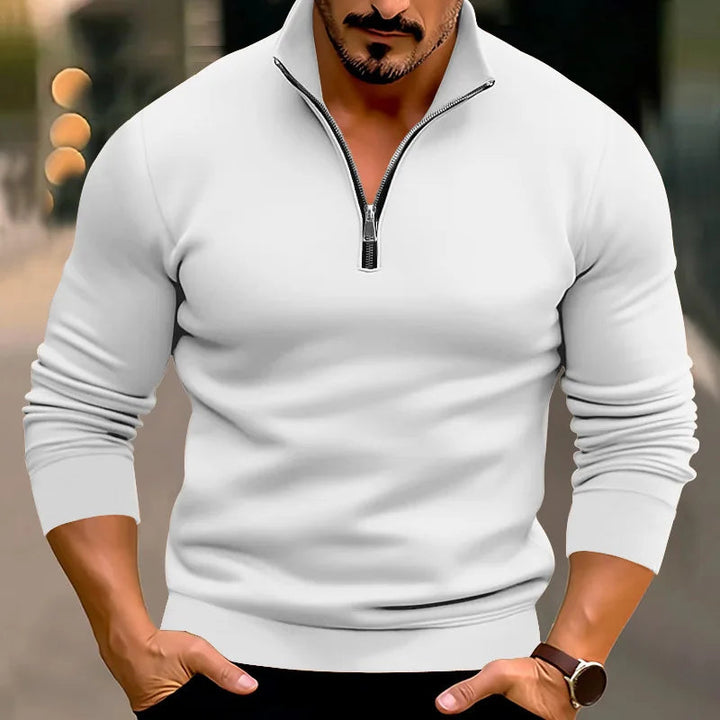 Men's Sweater | Half-Zip | Relaxed | Autumn - White