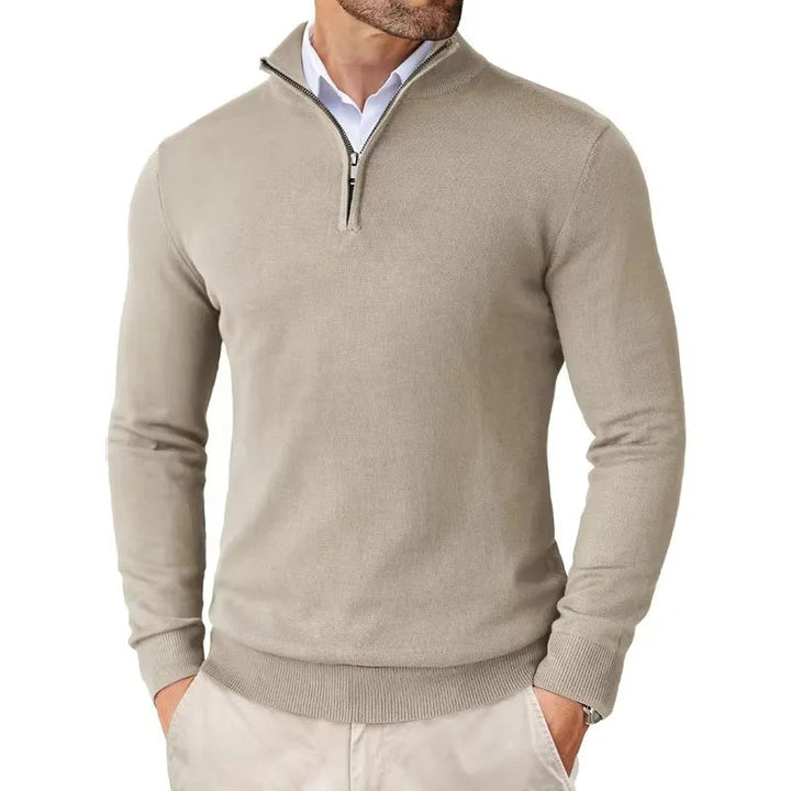 Men's Sweater | Half-Zip | Tailored | Autumn - Beige