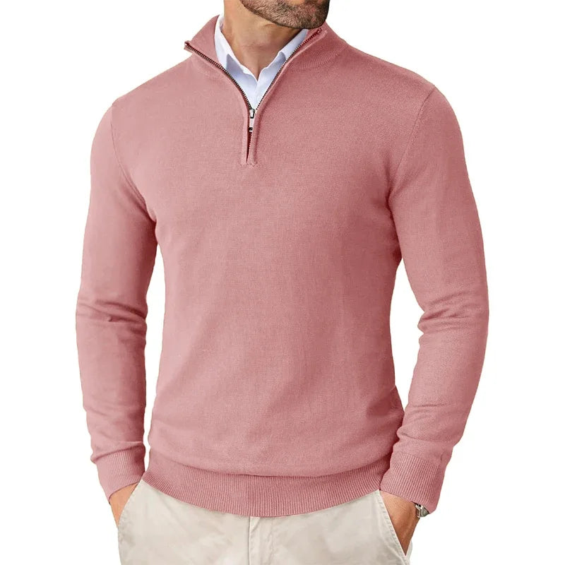 Men's Sweater | Half-Zip | Tailored | Autumn - Rose