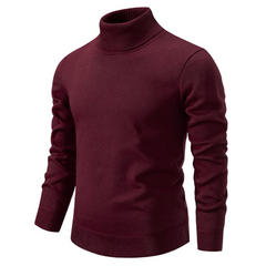 Men's Sweater | Mock Neck | Tailored | Winter - Wine Red