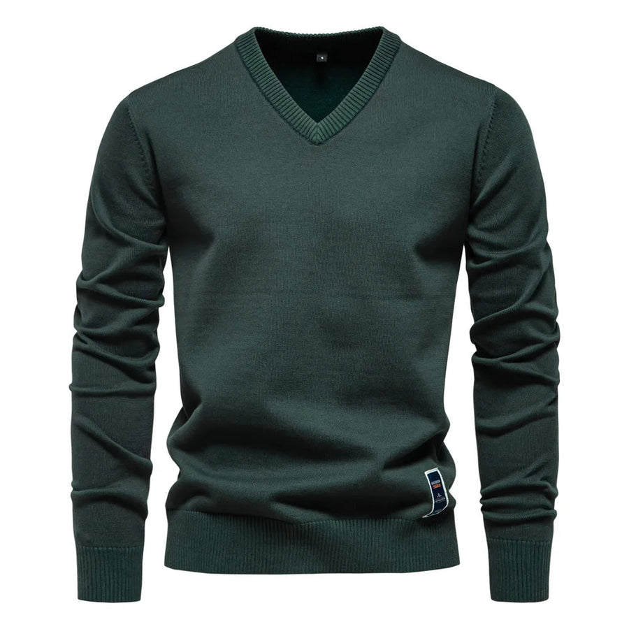Men's Sweater | V-Neck | Crew Knit | Winter - Green
