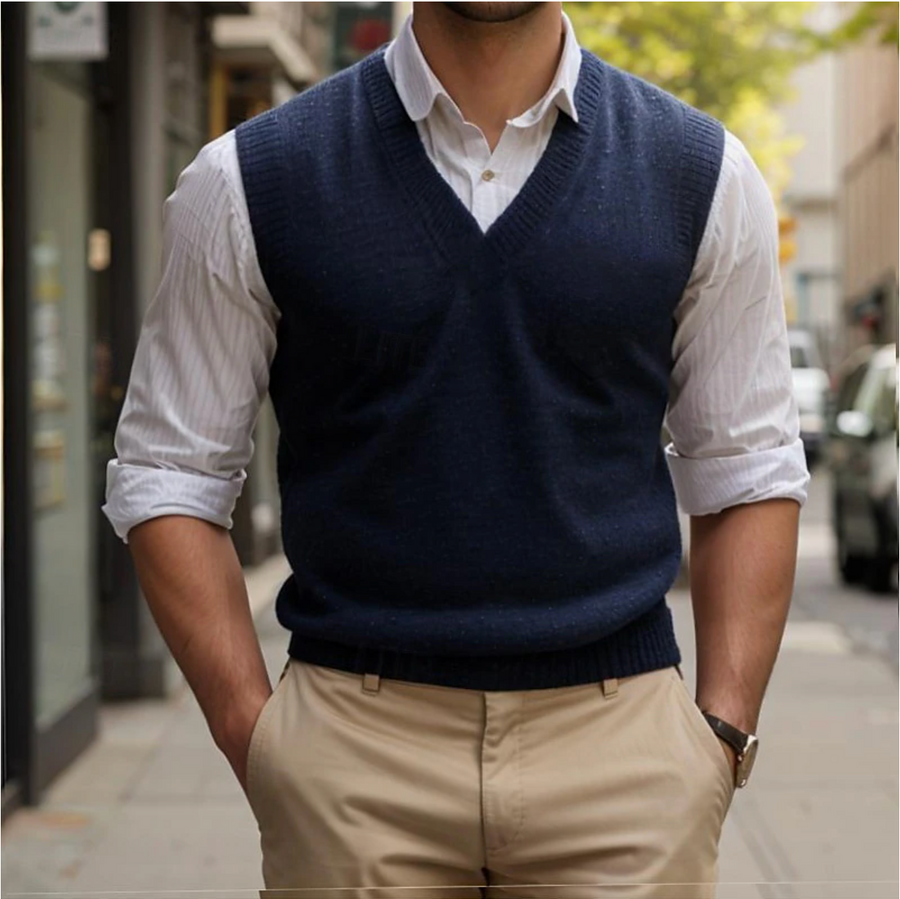 Men's Sweater Vest | V-Neck | Tailored | Autumn - Blue