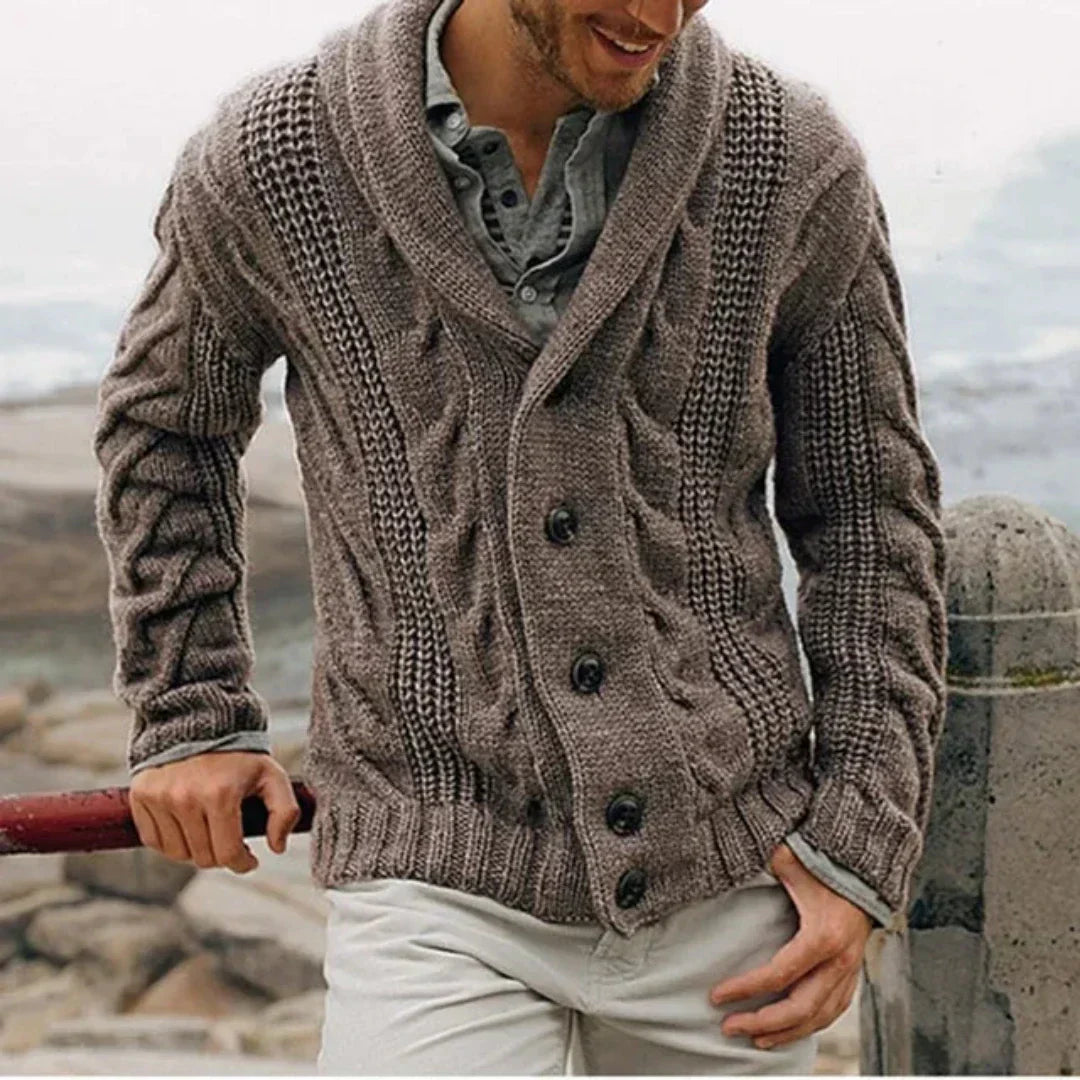 Men's Sweater | Vintage | Button Front | Winter - Brown