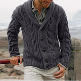 Men's Sweater | Vintage | Button Front | Winter - Dark Gray