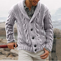 Men's Sweater | Vintage | Button Front | Winter - Light Gray