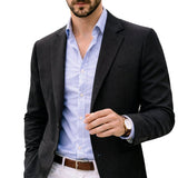Men's Tailored Knit Blazer - Notch Lapel | Autumn - Black