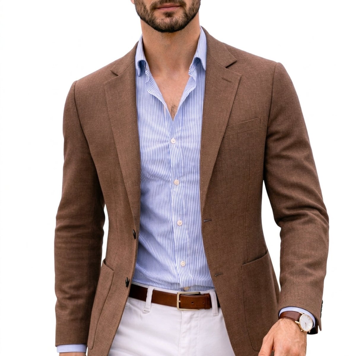 Men's Tailored Knit Blazer - Notch Lapel | Autumn - Brown