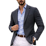 Men's Tailored Knit Blazer - Notch Lapel | Autumn - Gray