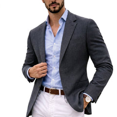 Men's Tailored Knit Blazer - Notch Lapel | Autumn - Gray